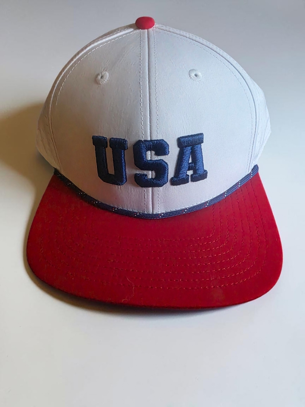 USA Embroidered Cap - White and Red